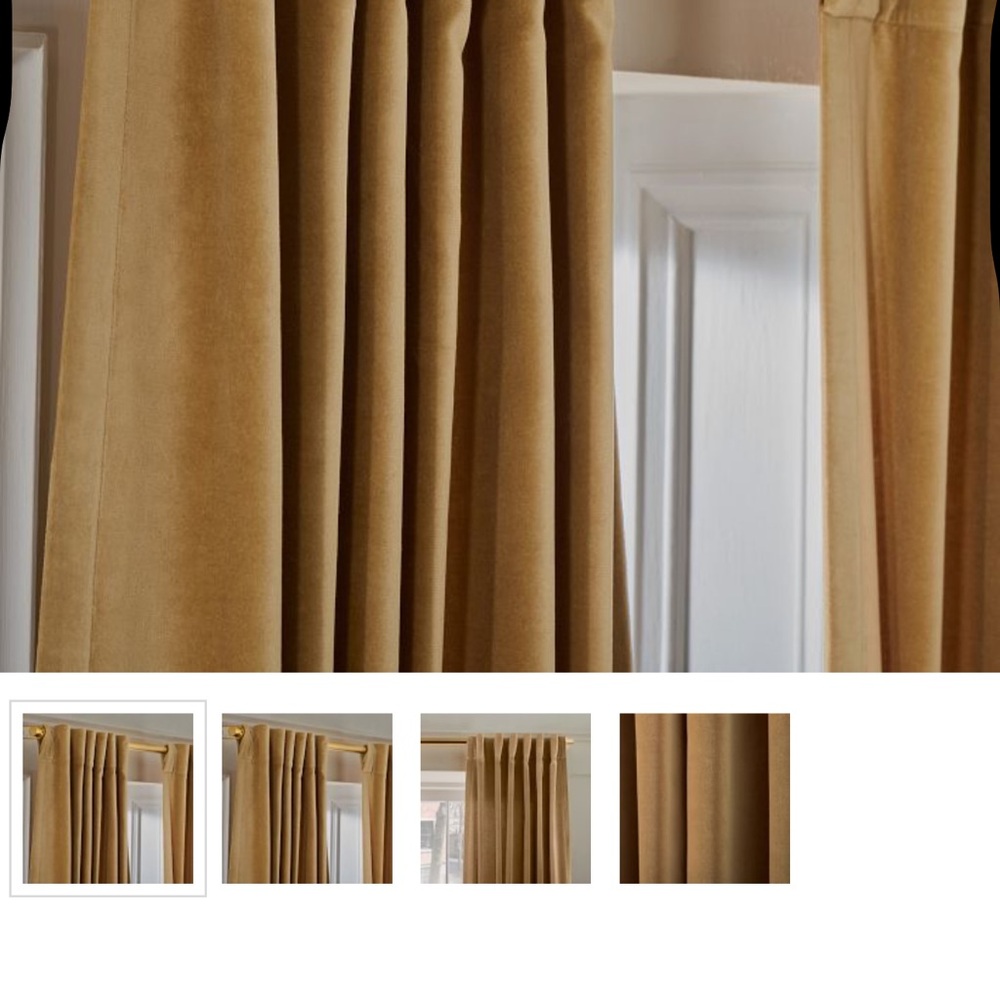 West Elm Gold Velvet Curtains - 2